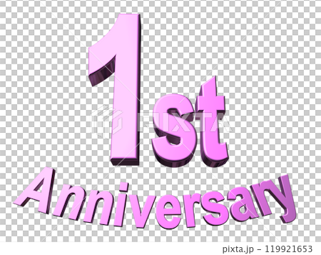 3DCG text "1st Anniversary" in purple, pink 119921653