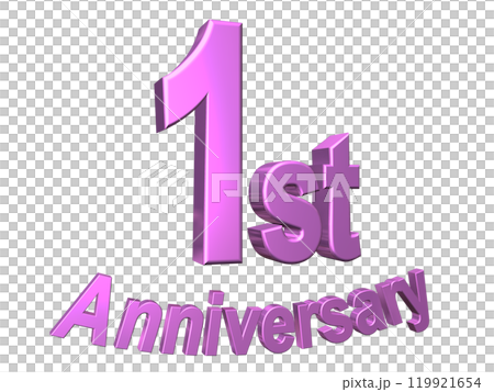 3DCG text "1st Anniversary" in purple, pink 119921654