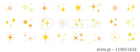 Sparkle star vector element icon. Gold star twinkle glitter spark hand drawn shine icon set. Hand drawn sketch doodle style. Magic light gold decoration background vector Sparkle star vector element icon. Gold star twinkle glitter spark hand drawn shine icon set. Hand drawn sketch doodle style. Magic light gold decoration background vector 119921816
