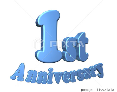 3DCG文字「1st Anniversary/1周年」ブルー,青 119921818