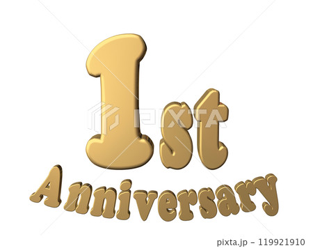 3DCG文字「1st Anniversary/1周年」ゴールド,金 3DCG文字「1st Anniversary/1周年」ゴールド,金 119921910