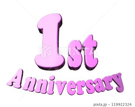 3DCG文字「1st Anniversary/1周年」パープル,紫,ピンク 3DCG文字「1st Anniversary/1周年」パープル,紫,ピンク 119922324