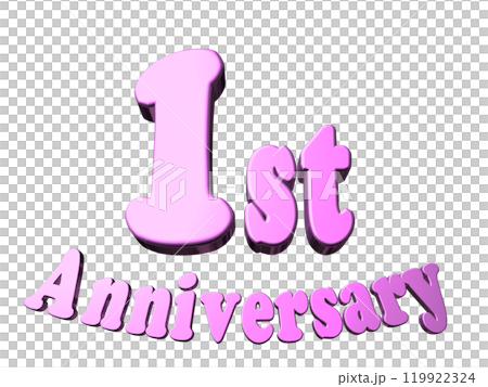 3DCG文字「1st Anniversary/1周年」パープル,紫,ピンク 3DCG文字「1st Anniversary/1周年」パープル,紫,ピンク 119922324