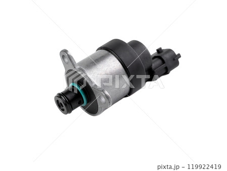 New rail fuel pressure sensor on white background close up 119922419