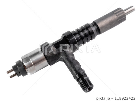 New fuel injector on white background close up New fuel injector on white background close up 119922422