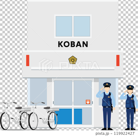 Police box and police officer_Police, police officer, bicycle 119922427
