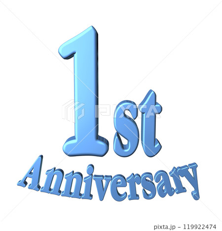 3DCG文字「1st Anniversary/1周年」ブルー,青 119922474