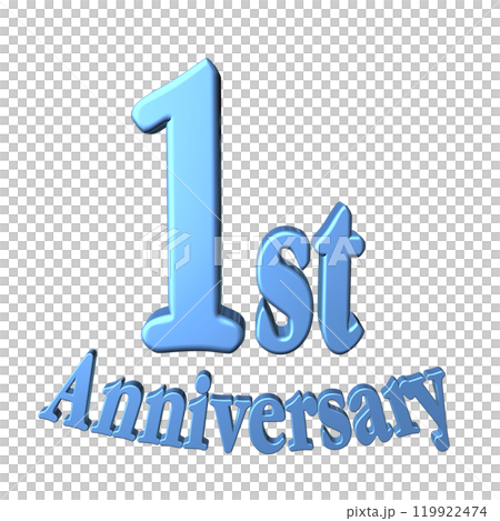 3DCG文字「1st Anniversary/1周年」ブルー,青 119922474
