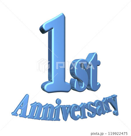 3DCG文字「1st Anniversary/1周年」ブルー,青 119922475