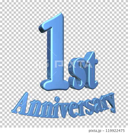 3DCG文字「1st Anniversary/1周年」ブルー,青 119922475