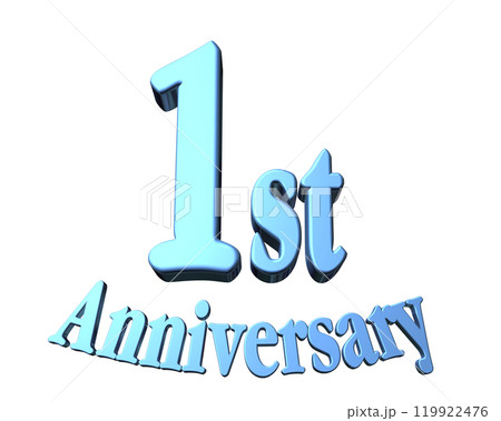 3DCG文字「1st Anniversary/1周年」ブルー,青 119922476