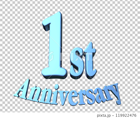 3DCG文字「1st Anniversary/1周年」ブルー,青 119922476