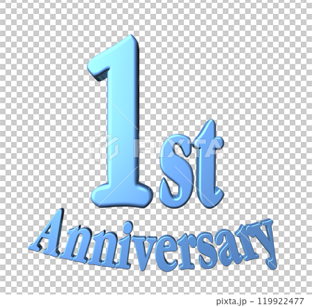 3DCG文字「1st Anniversary/1周年」ブルー,青 119922477