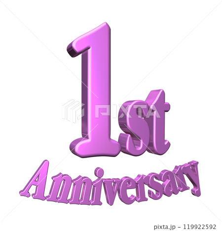 3DCG文字「1st Anniversary/1周年」パープル,紫,ピンク 3DCG文字「1st Anniversary/1周年」パープル,紫,ピンク 119922592