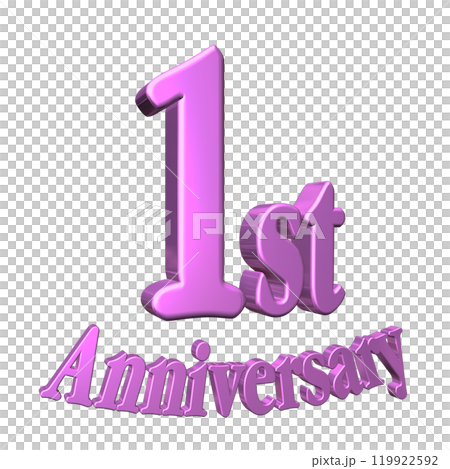 3DCG文字「1st Anniversary/1周年」パープル,紫,ピンク 3DCG文字「1st Anniversary/1周年」パープル,紫,ピンク 119922592