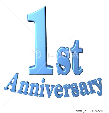 3DCG文字「1st Anniversary/1周年」ブルー,青 119922882
