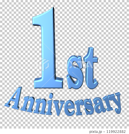 3DCG文字「1st Anniversary/1周年」ブルー,青 119922882