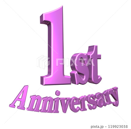 3DCG文字「1st Anniversary/1周年」パープル,紫,ピンク 3DCG文字「1st Anniversary/1周年」パープル,紫,ピンク 119923038