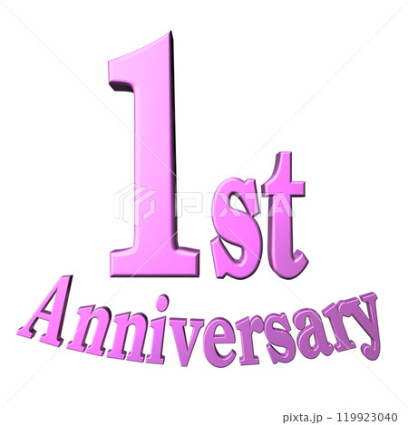 3DCG文字「1st Anniversary/1周年」パープル,紫,ピンク 3DCG文字「1st Anniversary/1周年」パープル,紫,ピンク 119923040