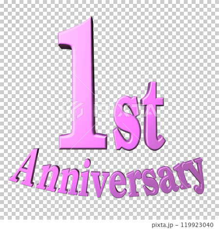 3DCG文字「1st Anniversary/1周年」パープル,紫,ピンク 3DCG文字「1st Anniversary/1周年」パープル,紫,ピンク 119923040