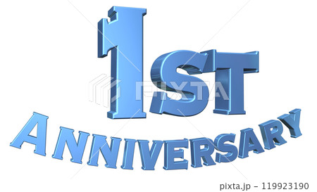 3DCG文字「1st Anniversary/1周年」ブルー,青 119923190
