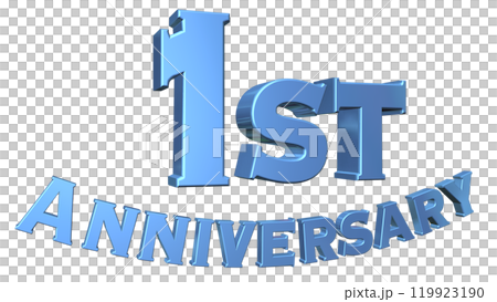 3DCG文字「1st Anniversary/1周年」ブルー,青 119923190
