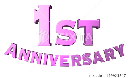3DCG文字「1st Anniversary/1周年」パープル,紫,ピンク 119923847