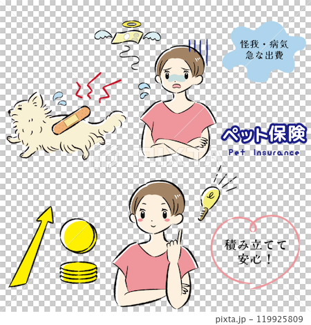 一隻受傷的狗及其難以支付治療費用的女主人的插圖集 一隻受傷的狗及其難以支付治療費用的女主人的插圖集 119925809