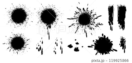 液体 黒 インク 飛び散り セット ベクター 液体 黒 インク 飛び散り セット ベクター 119925866