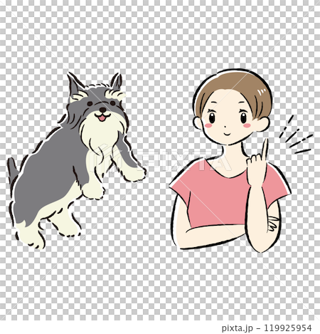 跳狗和主人指點(想出一個想法)插圖集 跳狗和主人指點(想出一個想法)插圖集 119925954