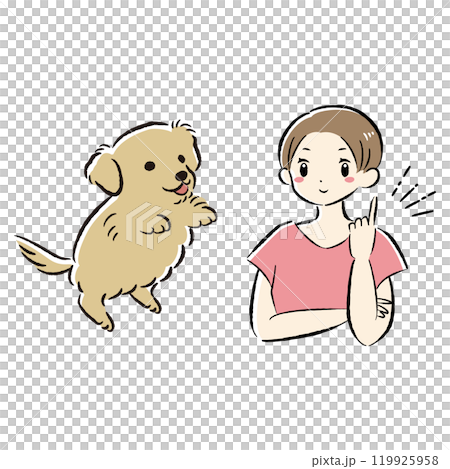 跳狗和主人指點（想出一個想法）插圖集 119925958