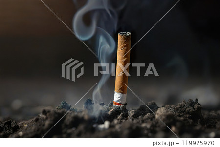 extinguished cigarette concept stop smoking, healthy lifestyle 119925970