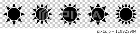 太陽圖示黑色剪影向量 太陽圖示黑色剪影向量 119925984