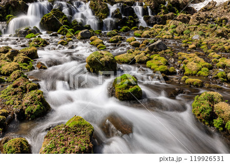 北海道京極町、羊蹄山の雪解け水が溢れるふきだし公園【4月】 119926531