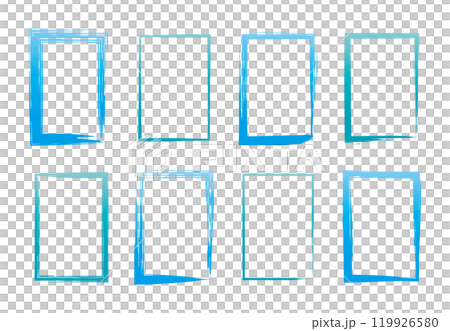 Brush, square, vertical, vertical, frame, handwritten, light blue, gradation, Japanese style, set 119926580