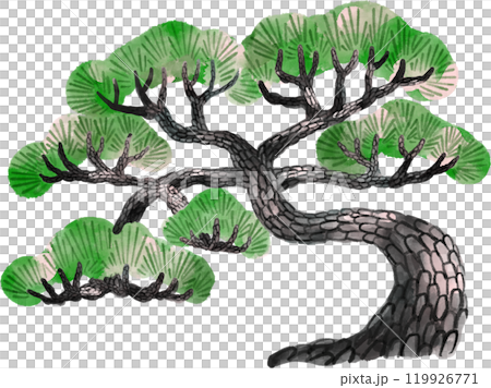 Pine tree illustration in ink painting style Pine tree illustration in ink painting style 119926771