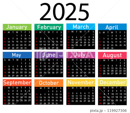 Calendar for 2025 vector illustration 119927306