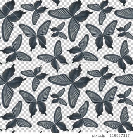 Black Swallowtail butterfly hand painted watercolor seamless pattern isolated on white. Perfect for scrapbooking, wrapping paper, scarfs, handbags, textile, stationary, cards design. Black and white Black Swallowtail butterfly hand painted watercolor seamless pattern isolated on white. Perfect for scrapbooking, wrapping paper, scarfs, handbags, textile, stationary, cards design. Black and white 119927317