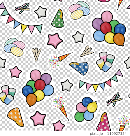 Colorful party goods illustration.Seamless pattern Colorful party goods illustration.Seamless pattern 119927324