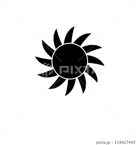 Solar Flare, Summer Sun, Sunlight Ray Solid Flat Vector Icon Isolated on White Background 119927495