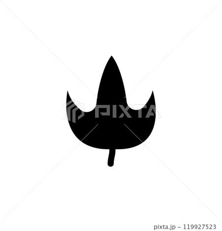 Birch Leaf, Poplar, Ivy Foliage Solid Flat Vector Icon Isolated on White Background 119927523