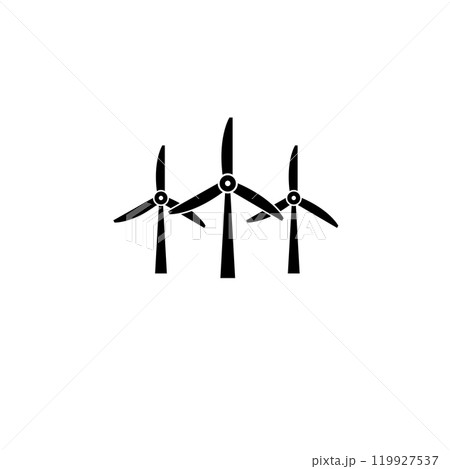 Electric Windmill, Wind Turbines Solid Flat Vector Icon Isolated on White Background 119927537