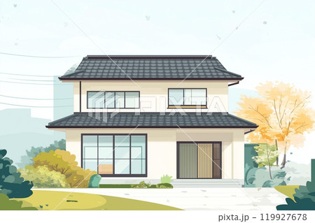 日本の家の外観イメージ・イラスト「AI生成画像」 119927678