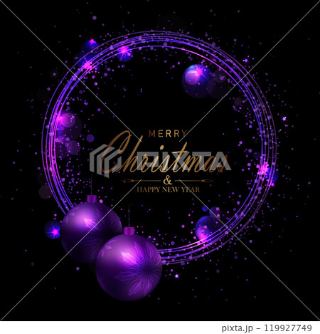 Merry Christmas.2025 Isolated round wreath with New Year toys 119927749