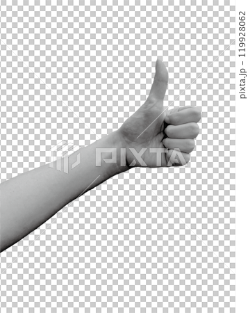 Woman's left hand making a good sign (monochrome) Woman's left hand making a good sign (monochrome) 119928062