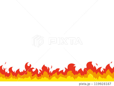 シームレスな炎のフレームイラスト　火　白バック 119928187