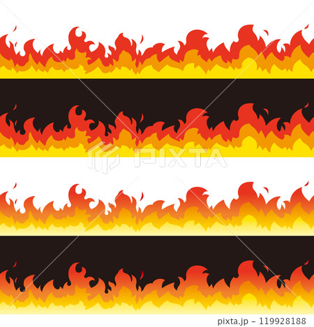 シームレスな炎の帯のイラストセット　火　テープ 119928188