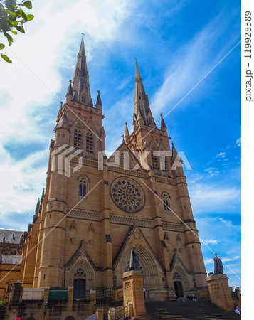 St.Mary's cathedral church with blue sky in Sydney Australia St.Mary's cathedral church with blue sky in Sydney Australia 119928389