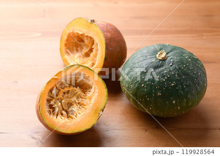 かぼちゃ 木目背景 かぼちゃ 木目背景 119928564