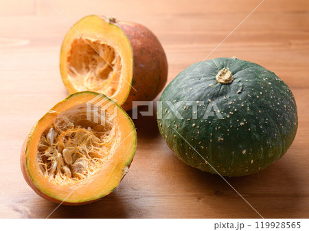 かぼちゃ 木目背景 119928565